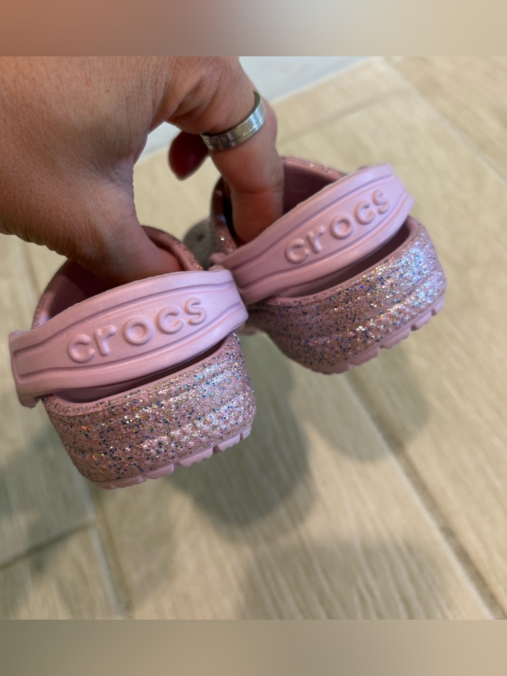 Crocs Lavender Purple Glitter Sparkle Infant Slip Ons - Picture 3 of 7